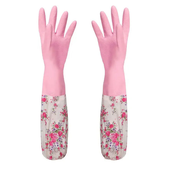 Rubber Velvet Long Gloves Household