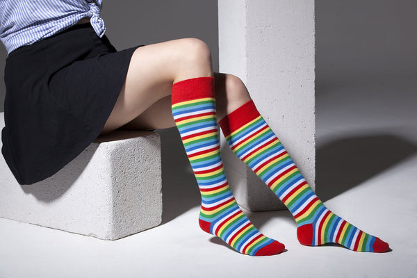 Women's Colorful Stripe Knee High Socks Set