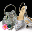 Diamond Pointed Toe Wedding Shoe and Bag Set for Party