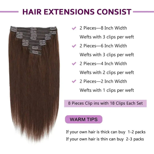 Silky Straight Clip Ins