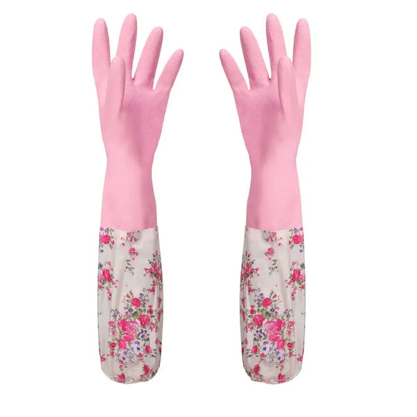 Rubber Velvet Long Gloves Household
