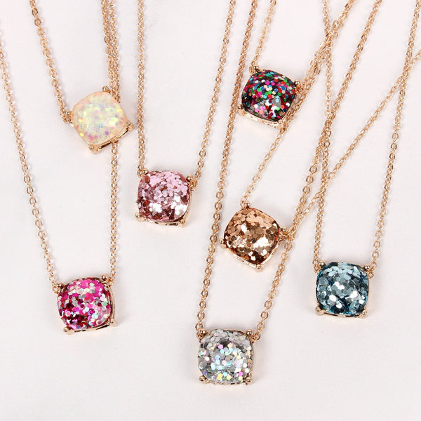 Cushion Glitter Necklace