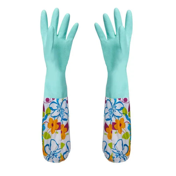 Rubber Velvet Long Gloves Household