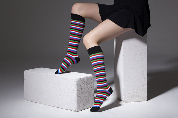 Women's Colorful Stripe Knee High Socks Set