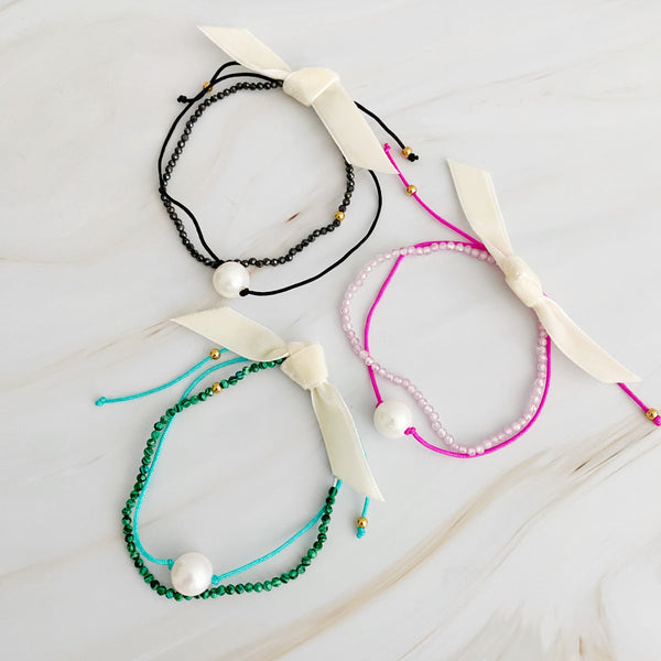 Genuine Pearl Color Dream Bracelet Set of 2