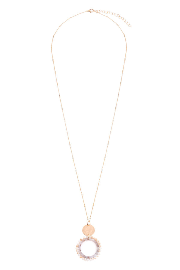 Glass Beaded Hoop Pendant Necklace