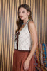 CONTRAST STITCH CROCHET KNIT FRONT TIE VEST