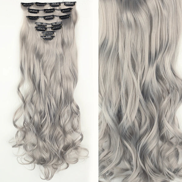 22Inch Long Straight Wavy Hair Extension 7Pcs/Set 16 Clips