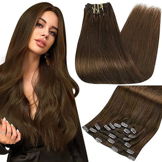Buy 4-medium-brown Double Weft Hair Extensions Human Hair for Woman