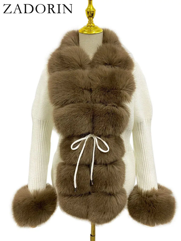 Knitted Sweater Fur Cardigan