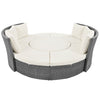 Patio 5-Piece Round Rattan Sectional Sofa Set All-Weather PE Wicker Sunbed Daybed With Round Liftable Table and Washable