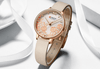 Womens Elegant Waterproof Clock With Decoupage Flower Details In Variant With Leather And Stainless Steel Knitted Belts