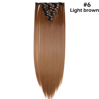 Buy light-brown Long Straight Clip in on Hair Extensions