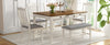Mid-Century 6-Piece Wood Dining Table Set, Kitchen Table Set With Drawer, Upholstered Chairs and Bench, Butter Milk