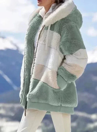 Buy green Casual Hooded Zipper Coats