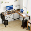 L-Shaped Corner Computer Desk with Storage Pocket | Wooden Home Office / Gaming
