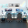 L-Shaped Corner Computer Desk with Storage Pocket | Wooden Home Office / Gaming