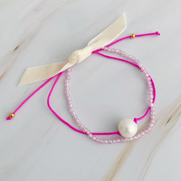 Genuine Pearl Color Dream Bracelet Set of 2