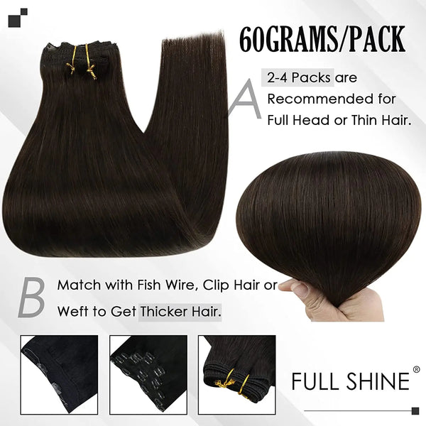 Clip in Hair Extensions Human Hair 3Pcs Remy Hair 50g