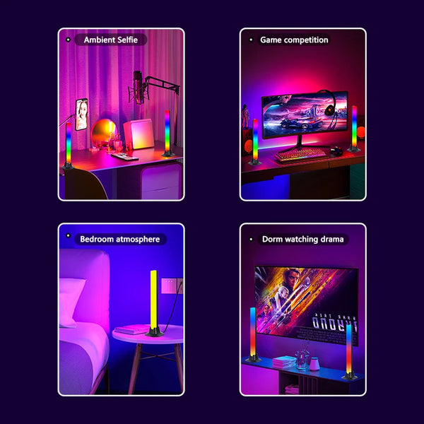 Floor Lamp RGB LED Sound Control Symphony Light Music Rhythm Ambient Pickup Lamp Strip Light for Computer Desktop Decor