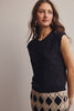 Ribbed Button-Front Knit Tank: Black