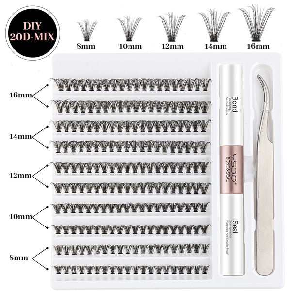 Fake Eyelashe Clusters Lash Bond and Seal Makeup Tools Mix DIY Lower Lashes Extension Kit Tweezers Waterproof False Lashes Set