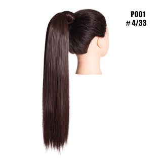 Buy dark-chocolate Synthetic Straight Ponytail Hair Extension Clip in