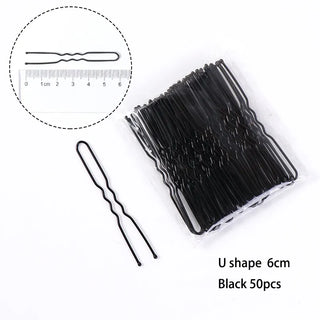 Buy u-black-50pcs-6cm Waved U-Shaped Bobby Pin