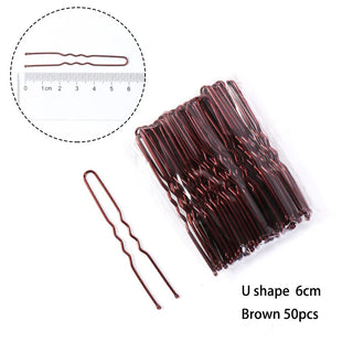 Buy u-brown-50pcs-6cm Waved U-Shaped Bobby Pin