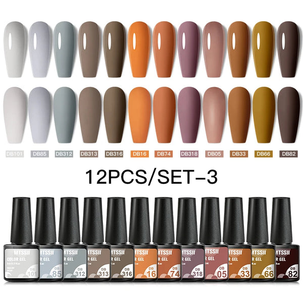 10/12pcs Spring Macaron Nail Gel Polish Set