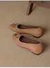 Women's French Retro Suede Pumps | Studded Slip-On Low-Cut Work Shoes with Hidden Lift | EU 36–40