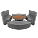 Patio 5-Piece Round Rattan Sectional Sofa Set All-Weather PE Wicker Sunbed Daybed With Round Liftable Table and Washable