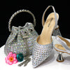 Diamond Pointed Toe Wedding Shoe and Bag Set for Party