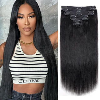 Natural Black Color Clip Ins Remy Hair