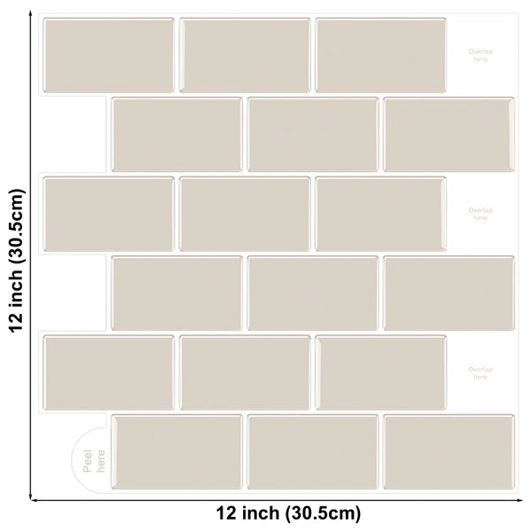 Strong Adhesive Subway Tiles Vinyl Wallpaper Peel and Stick