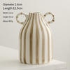 Hand drawn dual ear striped niche ceramic vase dining table flower arrangement ornament large belly simple floral ware