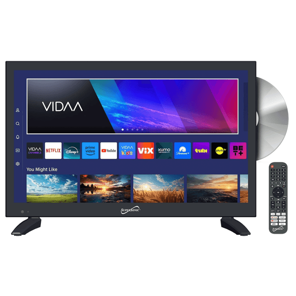 Supersonic 19-inch LED Smart HDTV with DVD Player ATSC and NTSC System ACDC Compatible