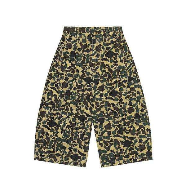 Camouflage Tiger Pattern Work Shorts Men's European and American Trendy Design Embroidered Letter Knife Loose Casual Five-Point Pants