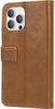 iPhone 14 Pro 6.1-inch Protection Kit Bundle - Folio Wallet Case with Tempered Glass Screen and Camera Protector (Brown)