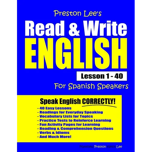 Preston Lee's Read & Write English Lesson 1 - 40 For Spanish Speakers - Paperback
