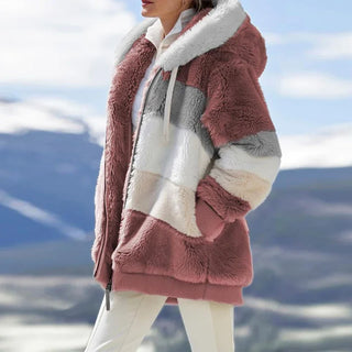 Buy pink Casual Hooded Zipper Coats