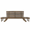 Outdoor Adjustable Patio Wooden Daybed Sofa Chaise Lounge With Cushions for Small Places, Brown Finish+Beige Cushion