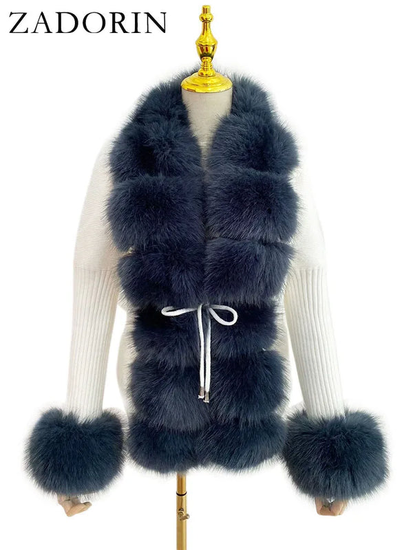 Knitted Sweater Fur Cardigan