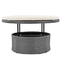 Patio 5-Piece Round Rattan Sectional Sofa Set All-Weather PE Wicker Sunbed Daybed With Round Liftable Table and Washable