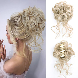 Buy cxzy-27-613 Messy Curly Fluffy Hair Bun Clip in Ponytail Hair Extensions