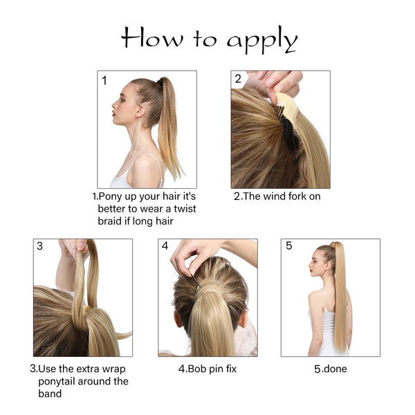 Synthetic Straight Ponytail Hair Extension Clip in