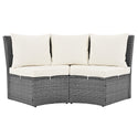 Patio 5-Piece Round Rattan Sectional Sofa Set All-Weather PE Wicker Sunbed Daybed With Round Liftable Table and Washable