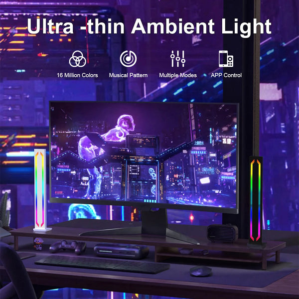 LED Desktop Floor Light RGB Light Strip Night Light Black Sensorless Music Rhythm Atmosphere Light Game TV Room Decoration Light