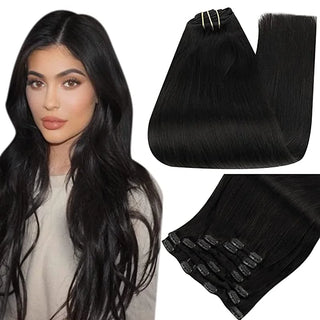 Buy 1-jet-black Double Weft Hair Extensions Human Hair for Woman
