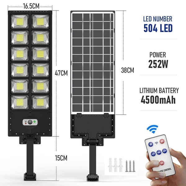Powerful Outdoor Solar Lights 12000 Lumens Lighting 504 LED Garden Lamp Solar Panel Lamps Waterproof Motion Sensor Street Light